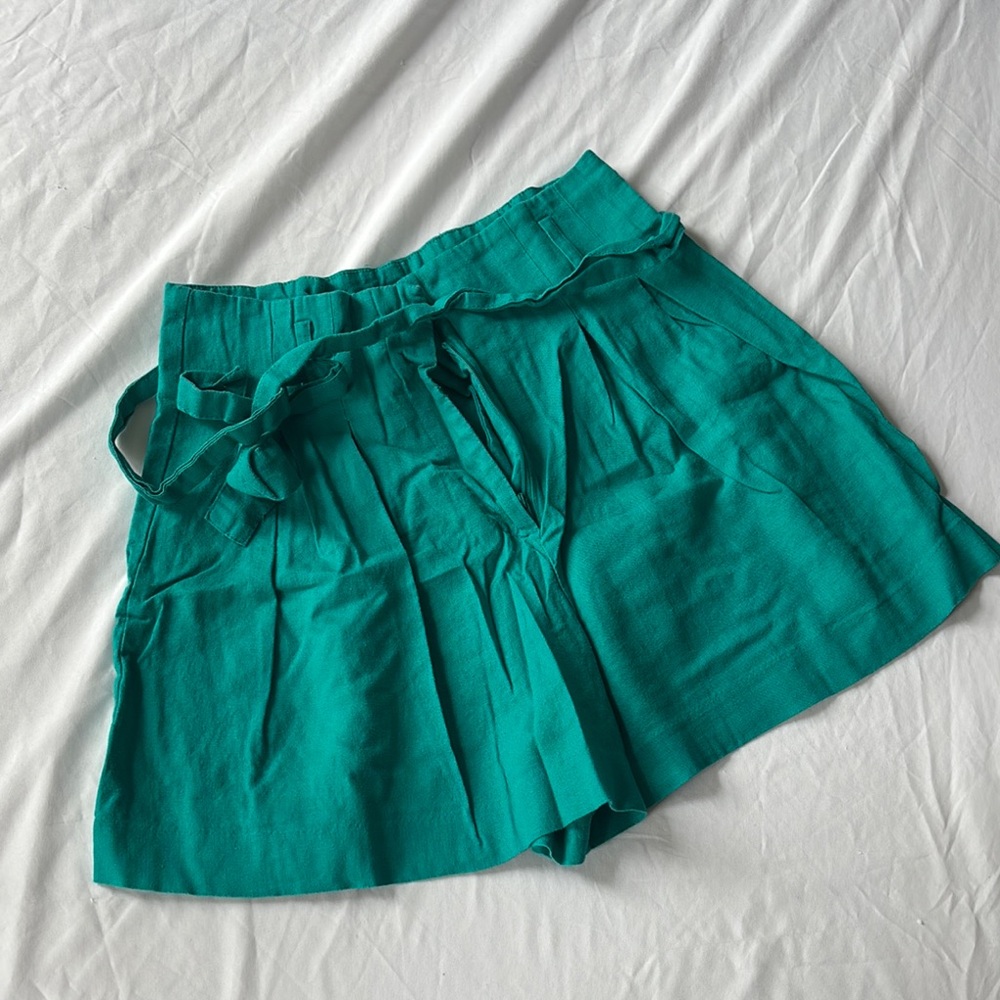 Zara Turquoise Linen Shorts